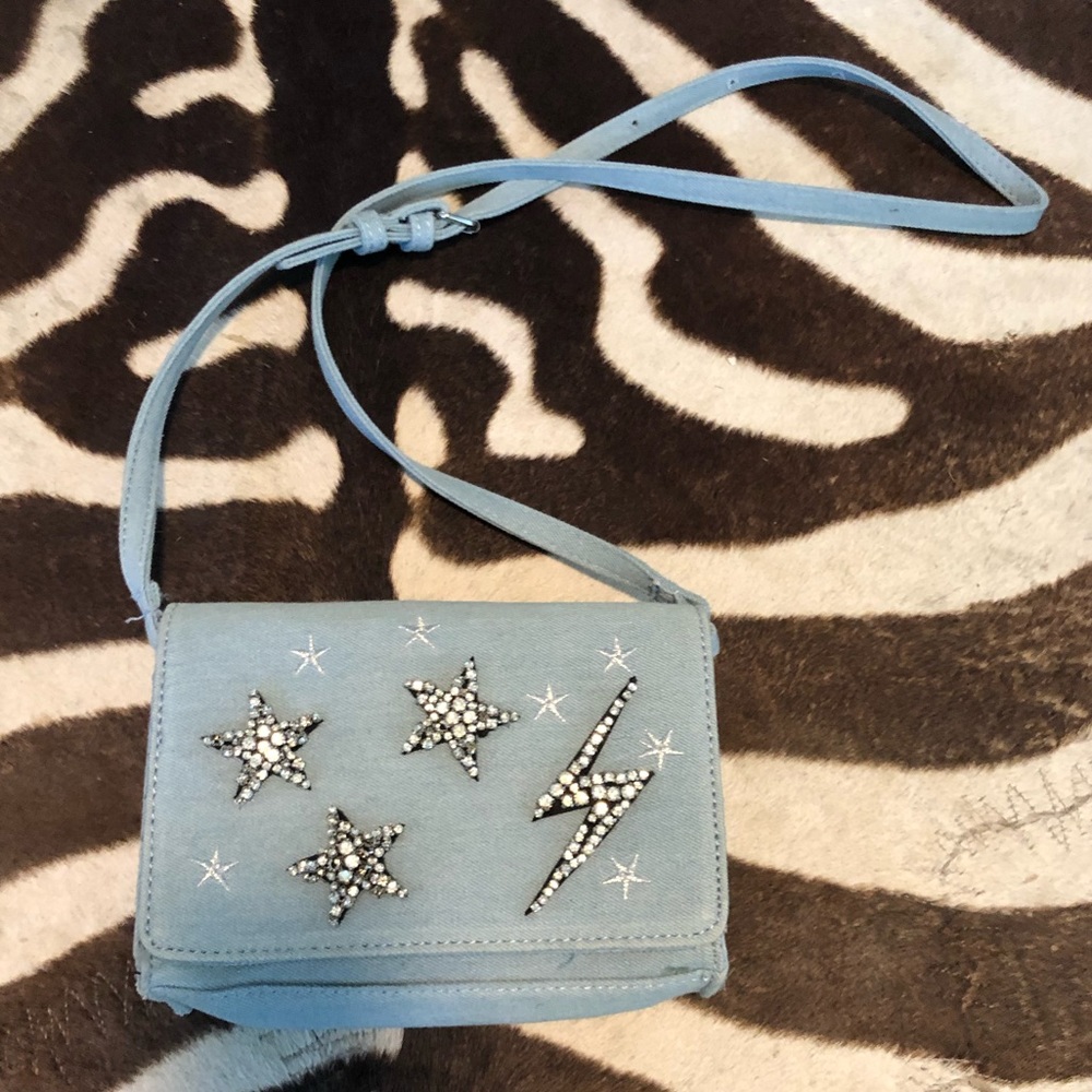 Denim Bedazzled Star Crossbody Bag